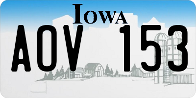 IA license plate AOV153