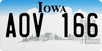 IA license plate AOV166