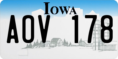 IA license plate AOV178