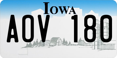 IA license plate AOV180