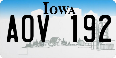 IA license plate AOV192