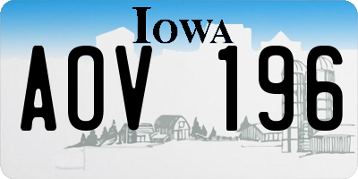 IA license plate AOV196