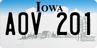 IA license plate AOV201