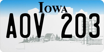 IA license plate AOV203