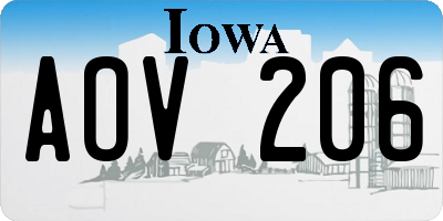 IA license plate AOV206