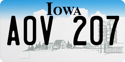 IA license plate AOV207