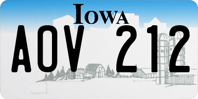IA license plate AOV212
