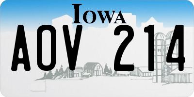 IA license plate AOV214