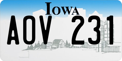 IA license plate AOV231