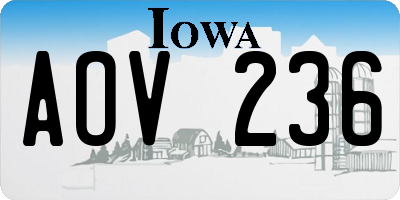 IA license plate AOV236