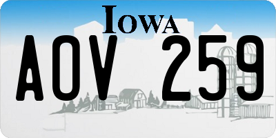 IA license plate AOV259