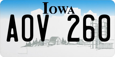 IA license plate AOV260