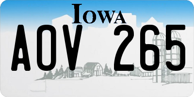 IA license plate AOV265