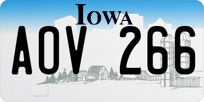 IA license plate AOV266