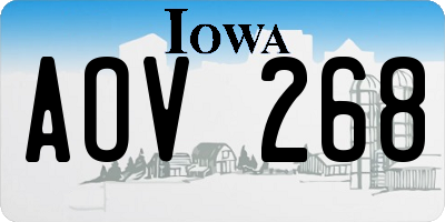 IA license plate AOV268