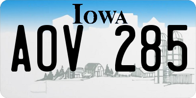 IA license plate AOV285