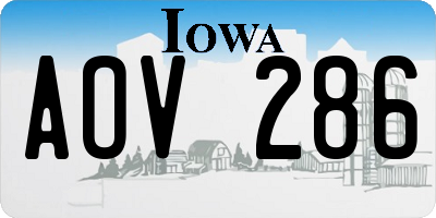 IA license plate AOV286