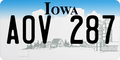 IA license plate AOV287