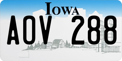 IA license plate AOV288
