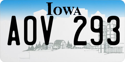 IA license plate AOV293