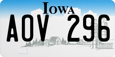 IA license plate AOV296