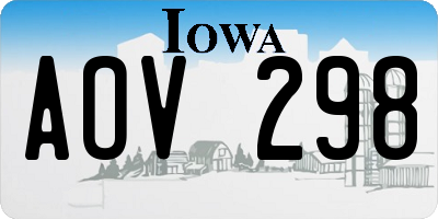 IA license plate AOV298