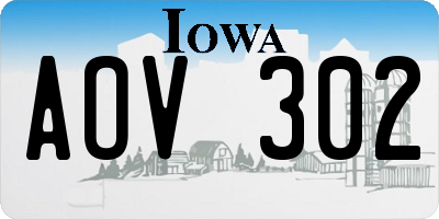 IA license plate AOV302