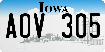 IA license plate AOV305