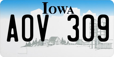IA license plate AOV309