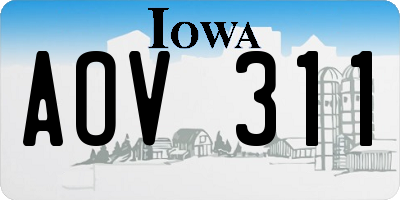 IA license plate AOV311