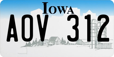 IA license plate AOV312