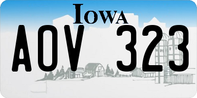IA license plate AOV323