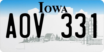 IA license plate AOV331