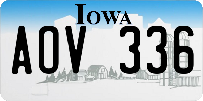 IA license plate AOV336