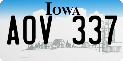 IA license plate AOV337