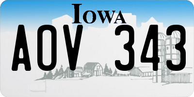 IA license plate AOV343
