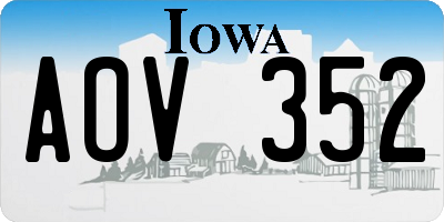 IA license plate AOV352
