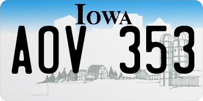 IA license plate AOV353