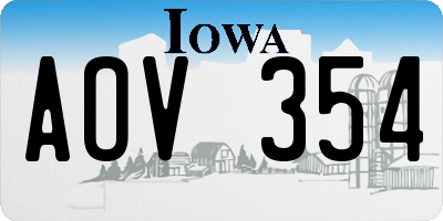 IA license plate AOV354