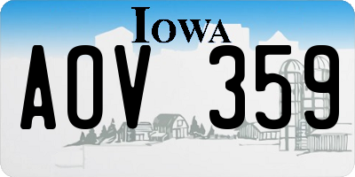 IA license plate AOV359