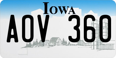 IA license plate AOV360