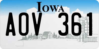IA license plate AOV361