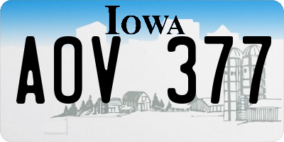 IA license plate AOV377