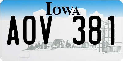 IA license plate AOV381