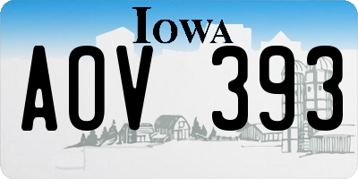 IA license plate AOV393