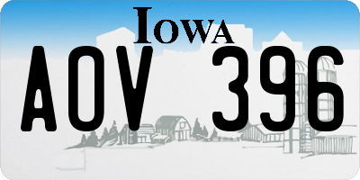 IA license plate AOV396