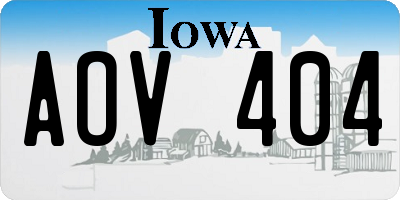 IA license plate AOV404