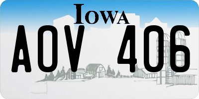IA license plate AOV406