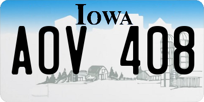IA license plate AOV408