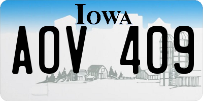 IA license plate AOV409